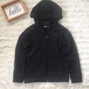 Under Armor Black Zip-Up Hoodie Size Youth Medium